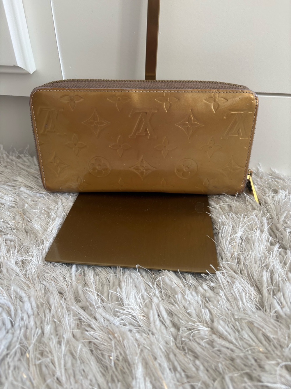 Louis Vuitton Metallic Gold Vernis Monogram Zip Wallet